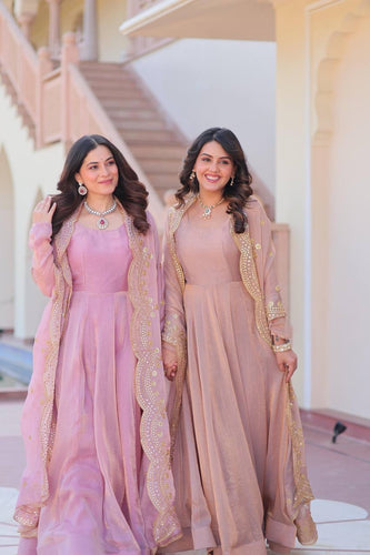 Nude chiffon gown readymade