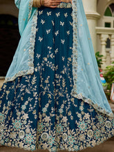 Navy blue organza sequins lehenga