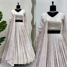 Baby pink thread work Lehenga with long sleeves option