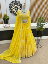 Yellow georgette sequins work Lehenga