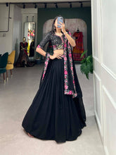 Black lover lehenga - plain skirt and sequinned top (skirt stitched)