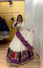 Elegant white and purple Chaniya Choli (long sleeves + tall option)
