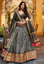 Tussar silk iconic sparkle Lehenga in black