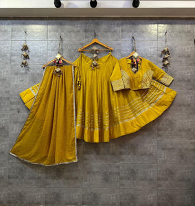 Plain and gotta Patti lehengas readymade - lots of colours