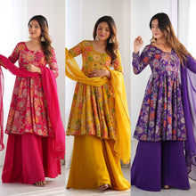 Purple Roman silk kediya style palazzo