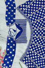 Royal blue foil mirror work Lehenga