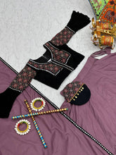 Peanut pink and black flute Chaniya Choli (free hand purse)