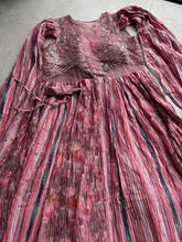 Pink chinon silk embroidered gown