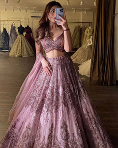 Lush baby pink glitter Lehenga