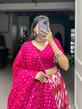 Tussar silk chevron style in pink (skirt stitched)