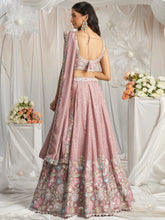 Pink rosegold chiffon sequinned Lehenga