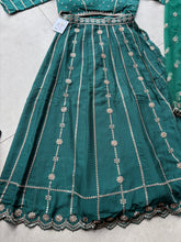 Green chinon silk Lehenga, readymade