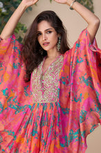 Multicoloured embroidered Kaftaan set