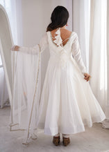 Roman silk chanderi anarkali in off white