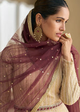 Cream ombré chikankari embroidered anarkali