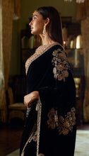 Velvet saree with sequinned blouse