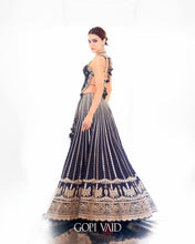 Blue embroidery and mirror work Lehenga