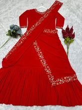 Viral saree gown in red