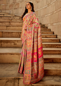 Beige Kashmiri Weaving Modal Silk Saree