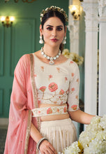 Pearl white A line georgette Lehenga with belt