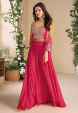 Pink chinon palazzo bandhani print with short jacket