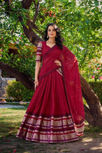 Pure chanderi and zari Lehenga in red (skirt stitched)
