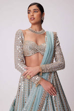 Icy blue Rangoli silk lehenga (pastel)