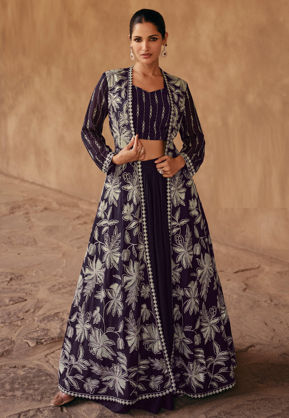 Janisha readymade - purpke silk Lehenga with jacket