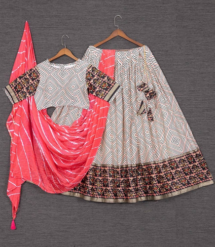 Cotton printed Lehenga with leheriya dupatta