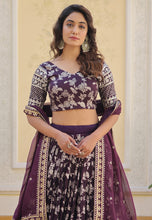 Wine viscose jacquard Lehenga