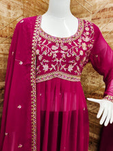 Georgette partywear readymade - gown with pants and dupatta (6 colours)
