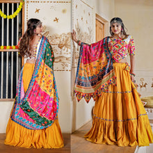 Three Tal traditional Lehenga Choli in mustard yellow (kids & men matching available)