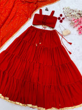 Red tiered readymade chaniya choli