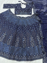 Navy blue glittery Lehenga