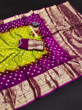 Bandhej silk saree with kanchipuram border