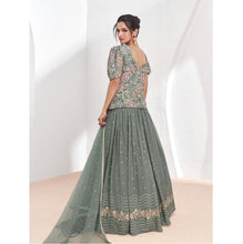 Sage grey long top Lehenga Indo western style readymade (UK 10-18)
