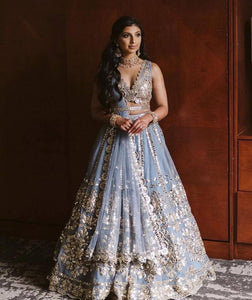 Grey and gold Lehenga
