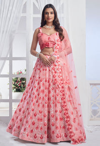 Peach raindrop sequinned Lehenga