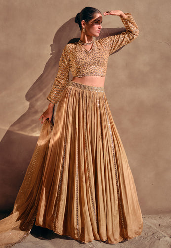Janisha readymade - gold chinon silk Lehenga
