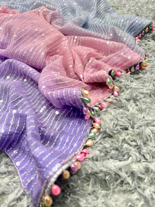Purple sublime sky sequinned saree