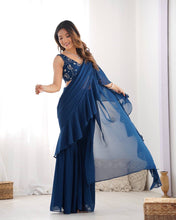 Blue ready to wear sharara saree (XS-XXL)