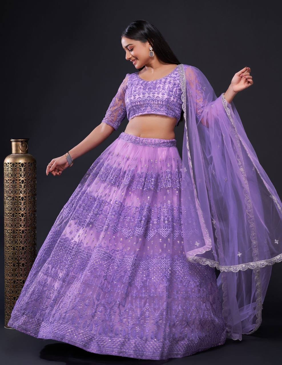 Lilac shimmer Lehenga