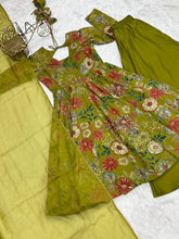 Mehendi green Roman silk kediya style palazzo