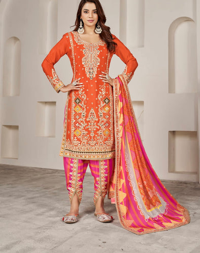 Tulip pants readymade - pink and orange