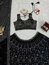 Black threadwork and sequins partywear Lehenga