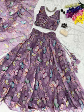 Purple butterfly print readymade Lehenga