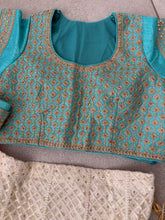 White and aqua lehenga