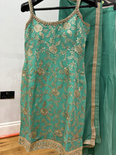 Sea green sharara with gold floral detailing