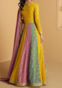 Colourful yellow Georgette anarkali