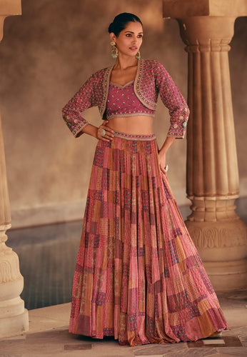 Janisha readymade - pink silk Lehenga with jacket